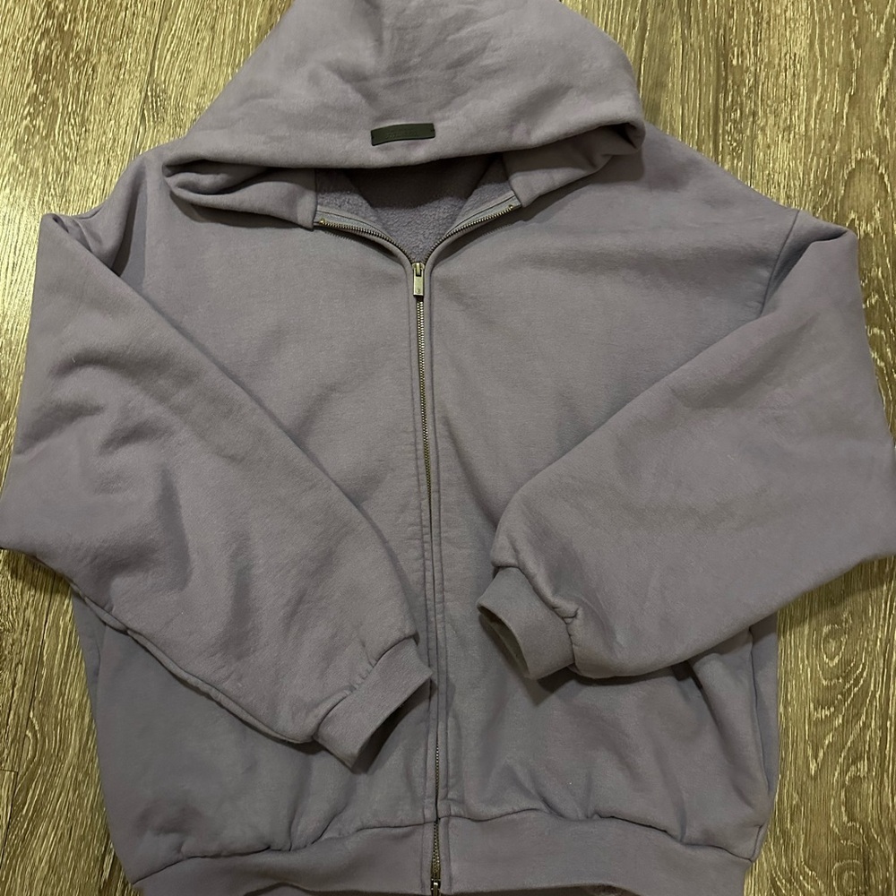 Fear of God Essentials Heavy Fleece Full Zip Oversized Hoodie Lavender